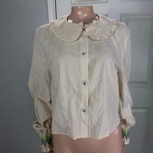 Baum Und Pfergarten Women's Shirt US 10 40 Cotton Button Embroidered WW21